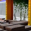 Wooden Benches under Pergola